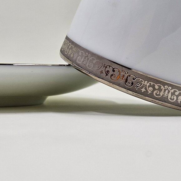 Flat Demitasse Cup & Saucer Set Grand Buffet Classic Platinum by Charter Club - Picture 12 of 16